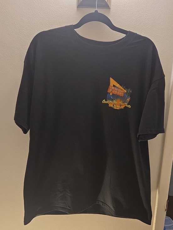 Hanes Other - In N Out Burger Tee.Hanes Black Short Sleeve Tee with Orange & Yellow Chest Logo